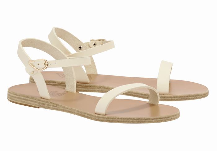 White Ancient Greek Sandals Irida Leather Women Back-Strap Sandals | SOP5359JA