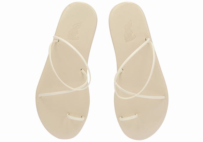 White Ancient Greek Sandals Kansiz Women Toe-Post Sandals | AOR5827EP