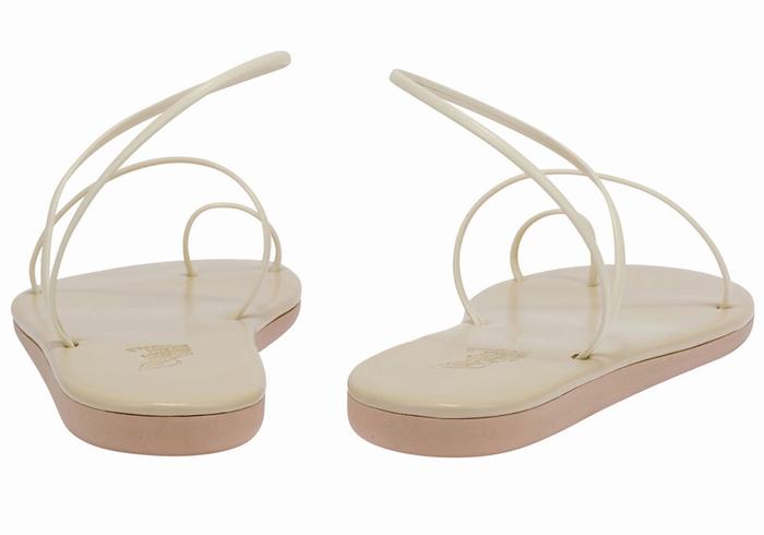 White Ancient Greek Sandals Kansiz Women Toe-Post Sandals | AOR5827EP