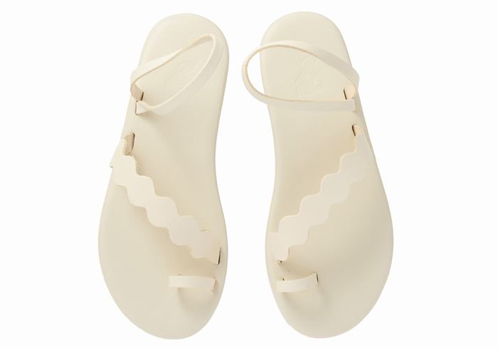 White Ancient Greek Sandals Koralia Women Toe-Post Sandals | LKL5129RE