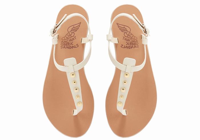 White Ancient Greek Sandals Lito Bee Women Back-Strap Sandals | SJQ4287JG