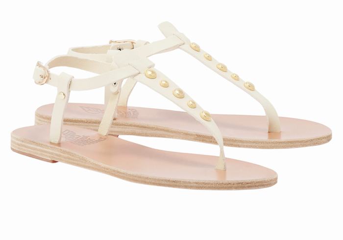 White Ancient Greek Sandals Lito Bee Women Back-Strap Sandals | SJQ4287JG