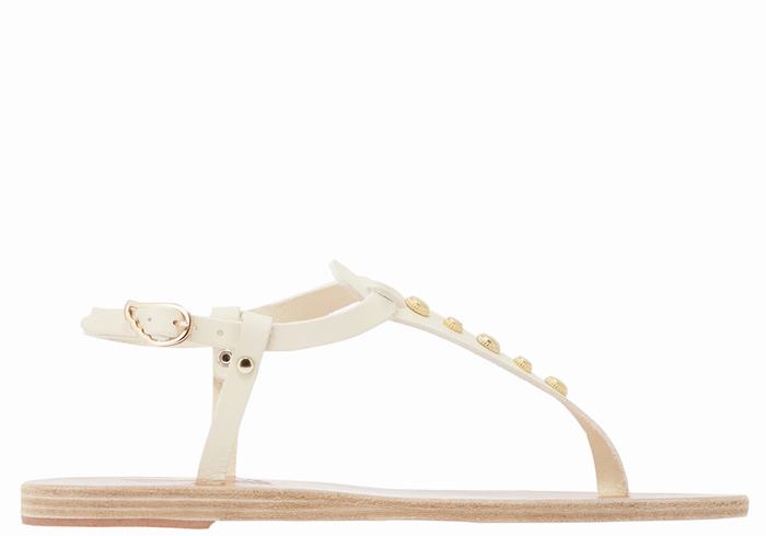 White Ancient Greek Sandals Lito Bee Women Back-Strap Sandals | SJQ4287JG