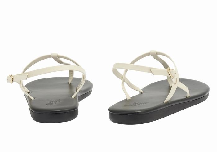 White Ancient Greek Sandals Lito Flip Flop Women Back-Strap Sandals | JTE98UH