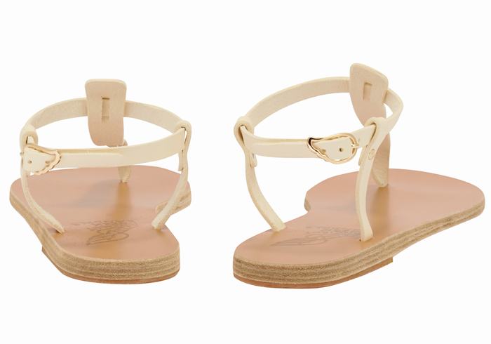 White Ancient Greek Sandals Lito Flip Flop Leather Women Back-Strap Sandals | IVM5367GQ