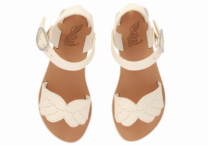 White Ancient Greek Sandals Little Andromeda Soft Kids' Casual Sandals | THU8414SV