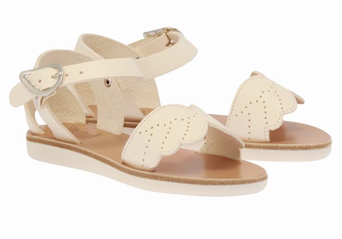 White Ancient Greek Sandals Little Andromeda Soft Kids' Casual Sandals | THU8414SV