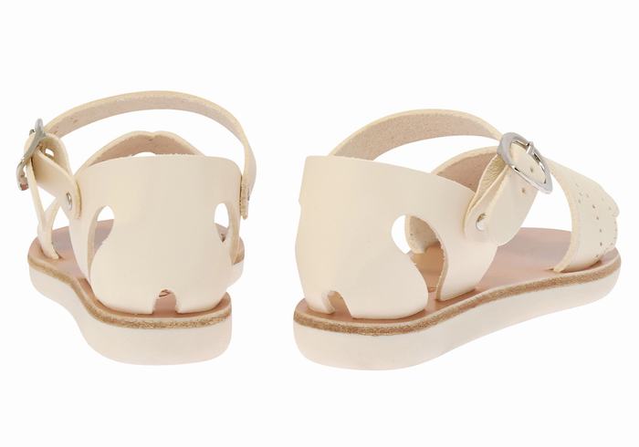 White Ancient Greek Sandals Little Andromeda Soft Kids' Casual Sandals | THU8414SV