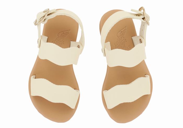 White Ancient Greek Sandals Little Calamos Soft Kids' Casual Sandals | HJC8191YQ