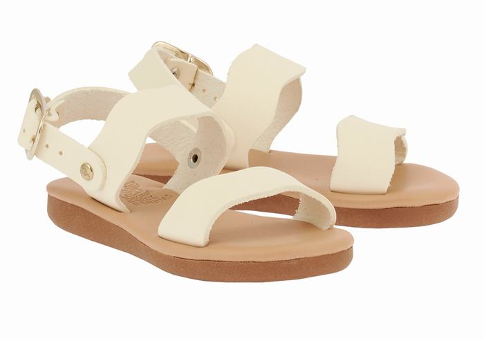 White Ancient Greek Sandals Little Calamos Soft Kids' Casual Sandals | HJC8191YQ