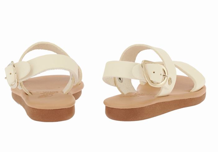 White Ancient Greek Sandals Little Calamos Soft Kids' Casual Sandals | HJC8191YQ