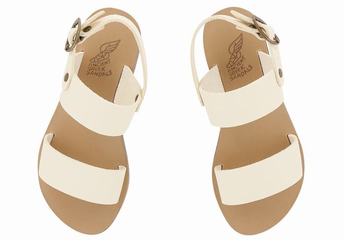 White Ancient Greek Sandals Little Clio Soft Kids' Casual Sandals | CXC4377IR