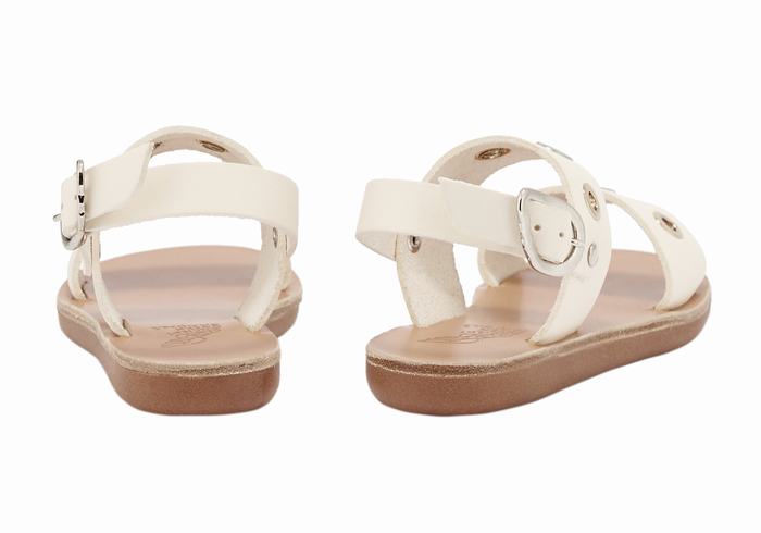 White Ancient Greek Sandals Little Clio Eyelets Soft Kids' Casual Sandals | GFI4370TJ