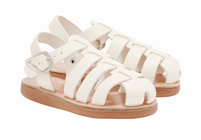 White Ancient Greek Sandals Little Ektoras Soft Kids' Fisherman Sandals | PLQ657FD