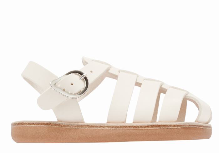 White Ancient Greek Sandals Little Ektoras Soft Kids\' Fisherman Sandals | PLQ657FD