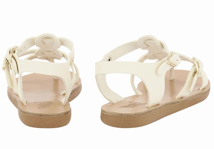 White Ancient Greek Sandals Little Grace Kelly Soft Kids' Flat Sandals | VBS7811JW