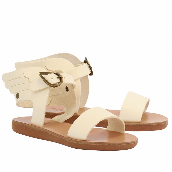 White Ancient Greek Sandals Little Ikaria Soft Kids' Casual Sandals | JCG4777BE