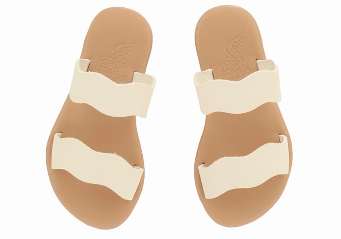 White Ancient Greek Sandals Little Kastos Soft Kids' Slide Sandals | XHH5066XV