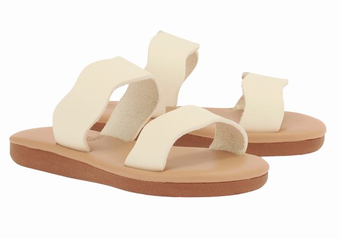 White Ancient Greek Sandals Little Kastos Soft Kids' Slide Sandals | XHH5066XV