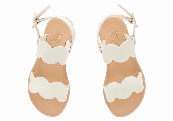 White Ancient Greek Sandals Little Koxili Soft Kids' Flat Sandals | SFP426YA