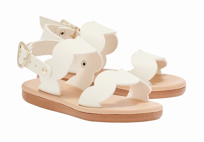 White Ancient Greek Sandals Little Koxili Soft Kids' Flat Sandals | SFP426YA