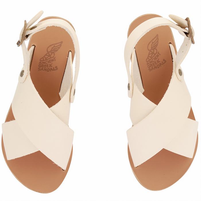 White Ancient Greek Sandals Little Maria Soft Kids' Casual Sandals | FLL5729PW