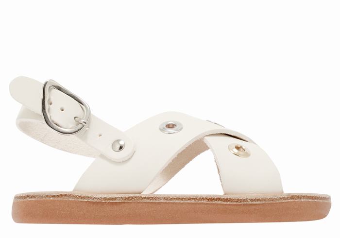 White Ancient Greek Sandals Little Maria Eyelets Soft Kids\' Casual Sandals | TGU367LH