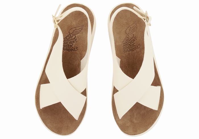 White Ancient Greek Sandals Maria Comfort Women Platform Sandals | IRV1690JB