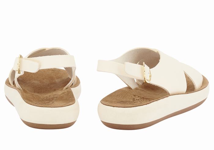 White Ancient Greek Sandals Maria Comfort Women Platform Sandals | IRV1690JB