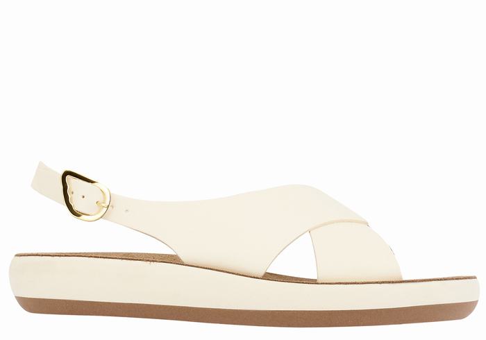 White Ancient Greek Sandals Maria Comfort Women Platform Sandals | IRV1690JB