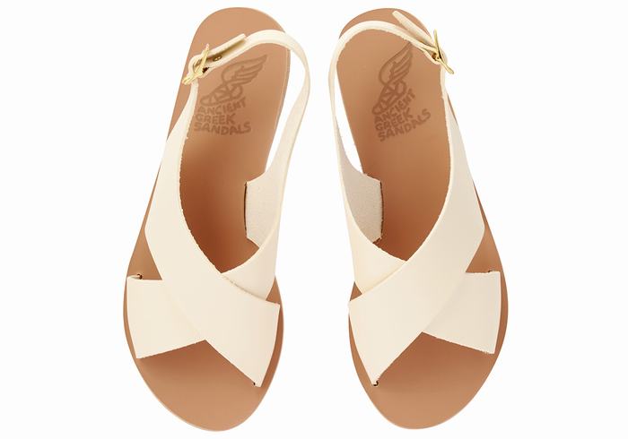 White Ancient Greek Sandals Maria Leather Women Casual Sandals | FEE1481JL