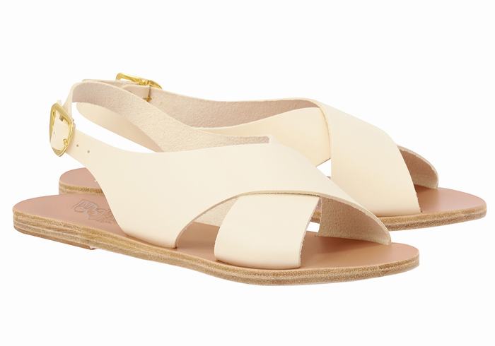 White Ancient Greek Sandals Maria Leather Women Casual Sandals | FEE1481JL