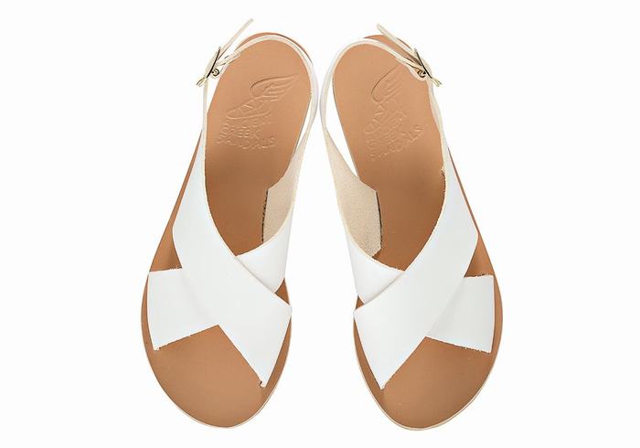 White Ancient Greek Sandals Maria Leather Women Casual Sandals | VFW6296OQ