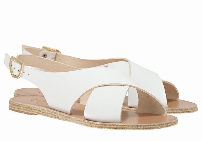 White Ancient Greek Sandals Maria Leather Women Casual Sandals | VFW6296OQ