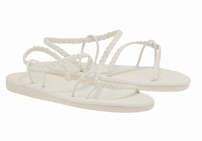 White Ancient Greek Sandals Maya Women Braided Sandals | BDL6540ZK