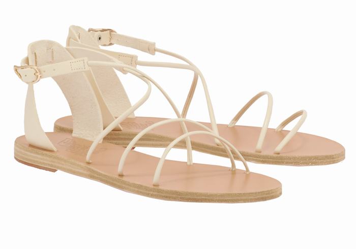 White Ancient Greek Sandals Meloivia Women Ankle Strap Sandals | ZNI9794CF