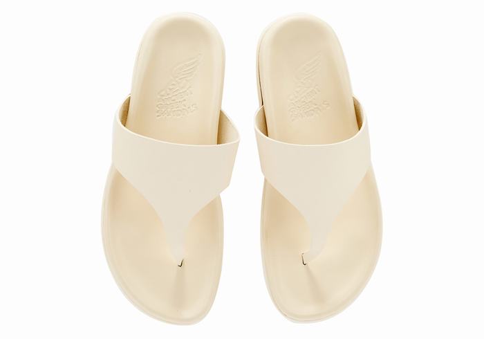 White Ancient Greek Sandals Mera Footbed Women Flip Flops | XMK8378CX