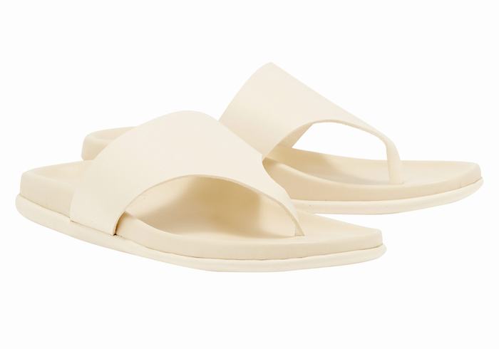 White Ancient Greek Sandals Mera Footbed Women Flip Flops | XMK8378CX