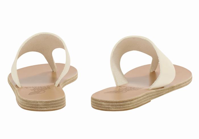 White Ancient Greek Sandals Mera Leather Women Flip Flops | IFX7585KK