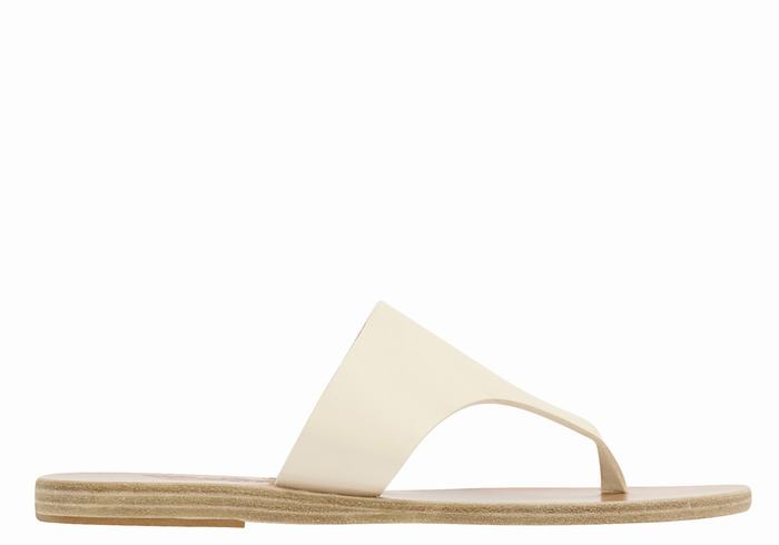 White Ancient Greek Sandals Mera Leather Women Flip Flops | IFX7585KK