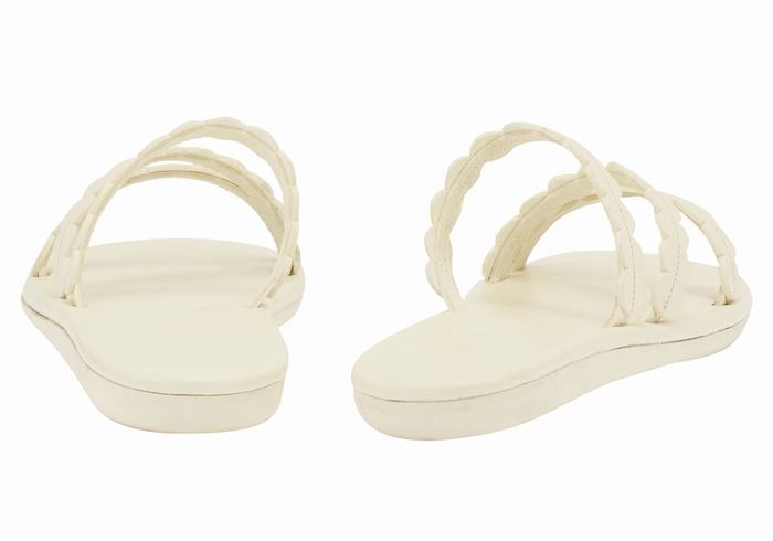 White Ancient Greek Sandals Oceanis Women Slide Sandals | FHP1072WE