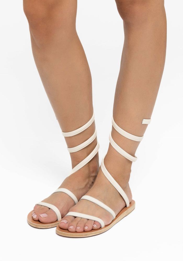 White Ancient Greek Sandals Ofis Leather Women Gladiator Sandals | EKE7093GU