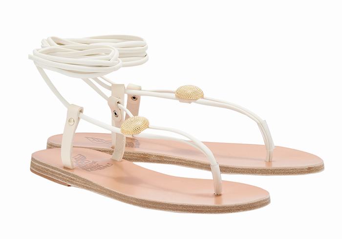 White Ancient Greek Sandals Persephone Women Gladiator Sandals | TCF9344WA