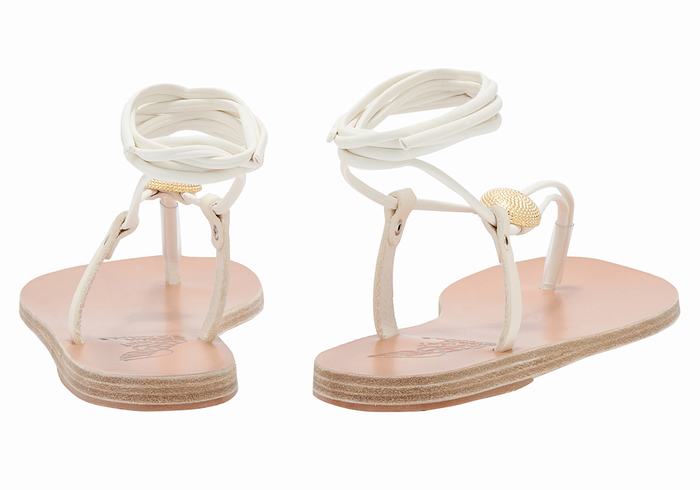 White Ancient Greek Sandals Persephone Women Gladiator Sandals | TCF9344WA