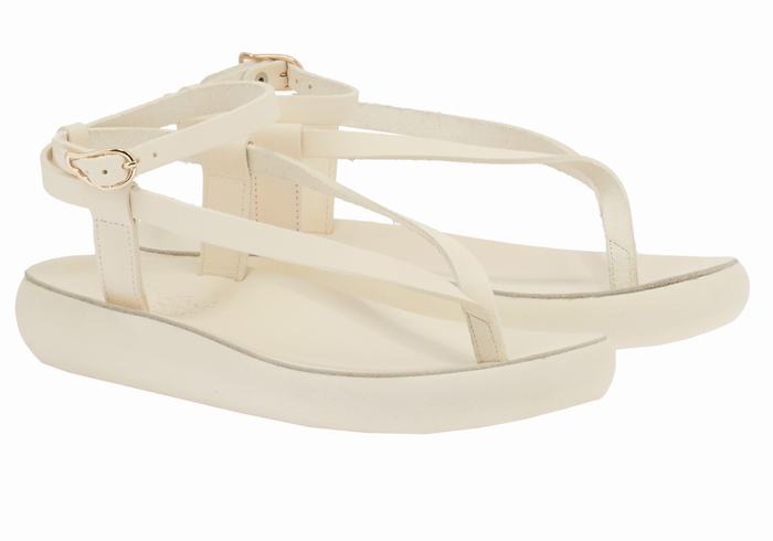 White Ancient Greek Sandals Salomi Comfort Women Ankle Strap Sandals | SHD3072XU