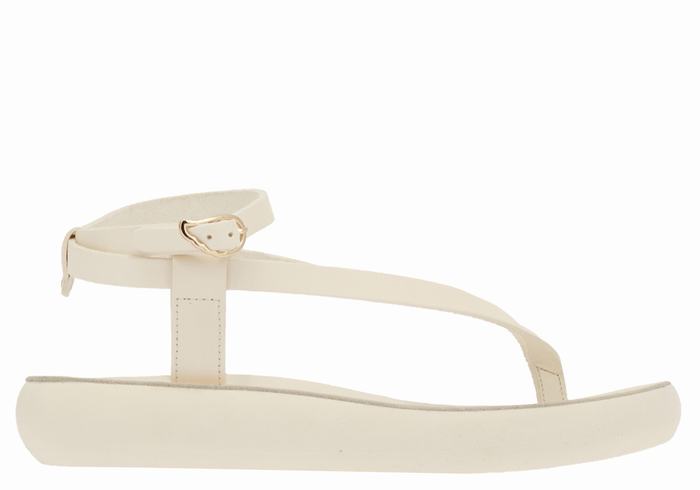 White Ancient Greek Sandals Salomi Comfort Women Ankle Strap Sandals | SHD3072XU