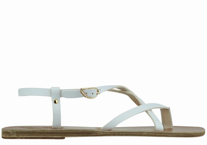 White Ancient Greek Sandals Semele Leather Women Back-Strap Sandals | BVU799ZL