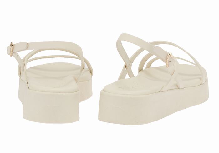 White Ancient Greek Sandals Silia Leather Women Platform Sandals | TVL6861IH