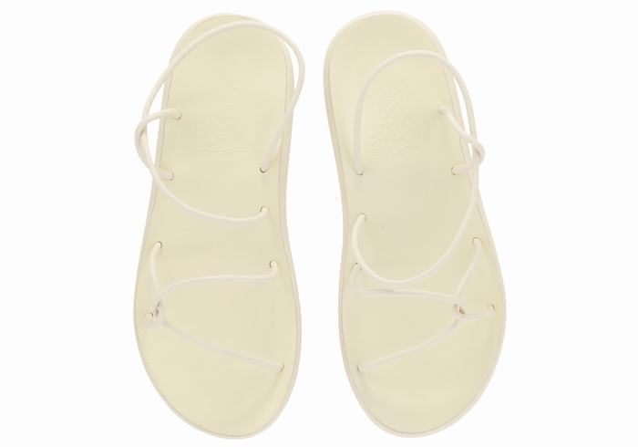 White Ancient Greek Sandals Taxidi Comfort Women Back-Strap Sandals | ZWJ3291AN