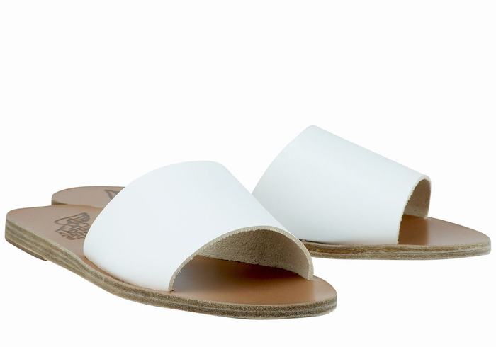 White Ancient Greek Sandals Taygete Women Slide Sandals | MWF4644UO